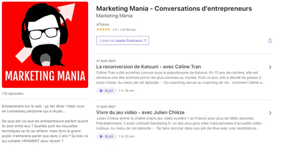 marketing mania - top des meilleurs podcasts marketing